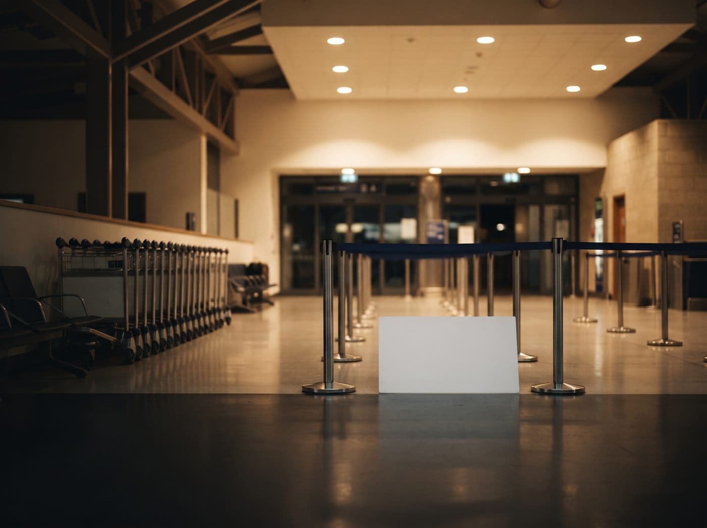 Inside the arrivals hall