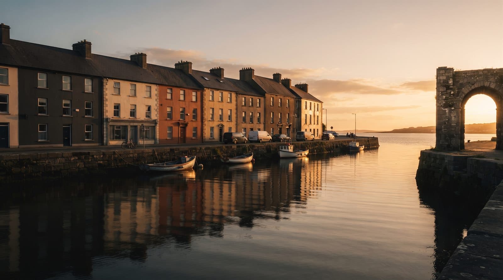 The Long Walk in Galway at sunset