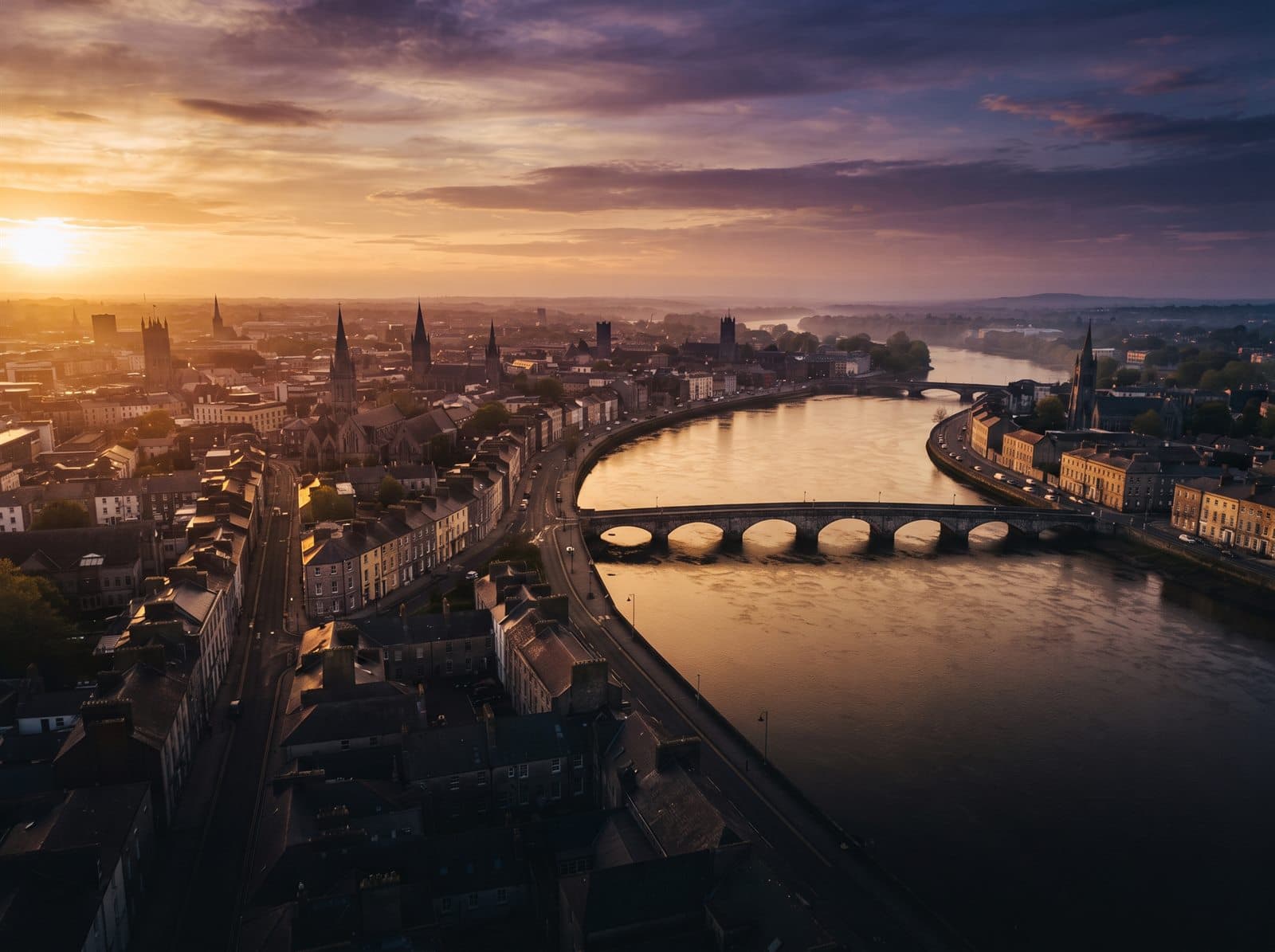 Limerick e lo Shannon al tramonto
