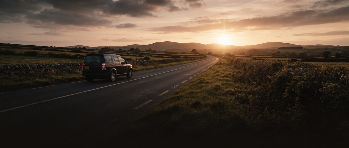 Luz del atardecer en la carretera hacia el oeste